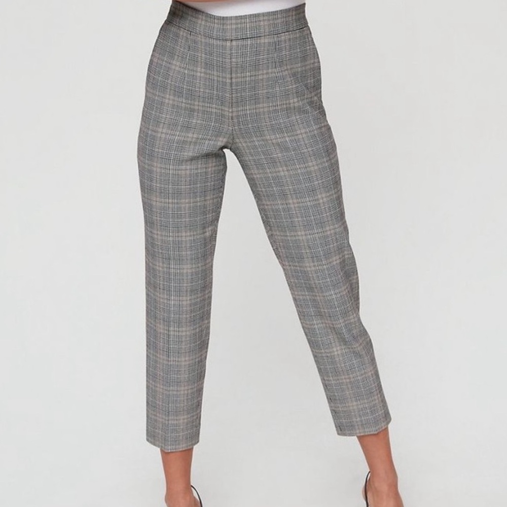 Aritzia Babaton Conan LG Glencheck plaid pant 8 fall autumn timeless old money
